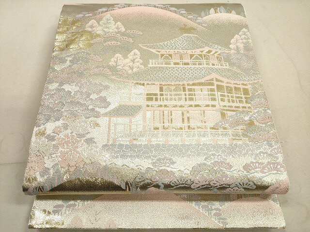 平和屋着物◎六通柄袋帯 唐織 王朝錦 純銀乃彩 金銀糸 正絹 逸品 DABB8255xg