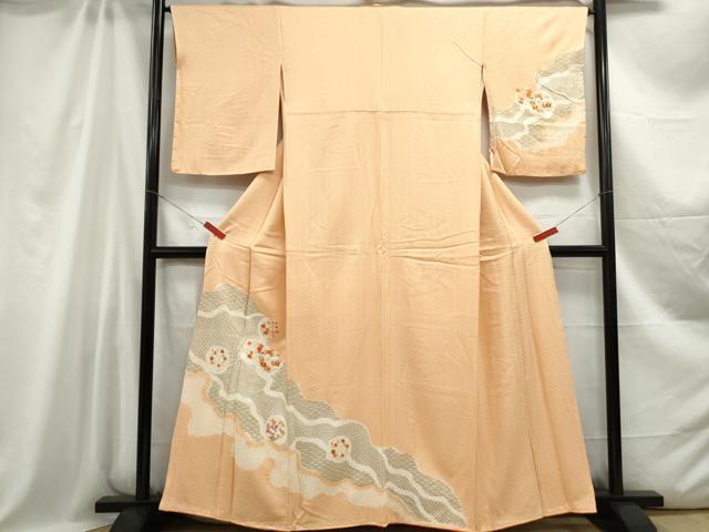 平和屋着物■訪問着　刺繍　道長花丸文　金彩　正絹　逸品　DABC0615qa