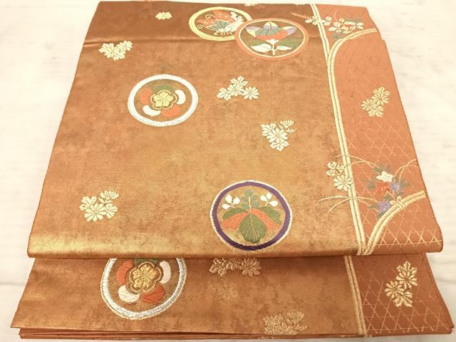 平和屋着物◎六通柄袋帯　唐織　花丸文　金銀糸　正絹　逸品　AAAZ2170yx