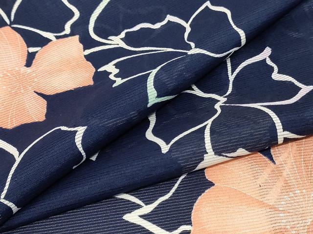 平和屋着物＊夏物 小紋 絽 舞花文 洗える着物 AAAZ0484jd