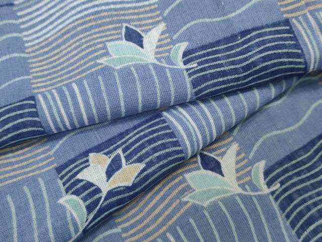 平和屋着物＊夏物 小紋 紗 格子花文 洗える着物 CAAW2860ut