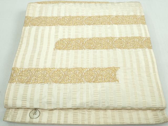 平和屋着物◎六通柄袋帯　更紗横段文　秀美　正絹　逸品　DAAT2200qa