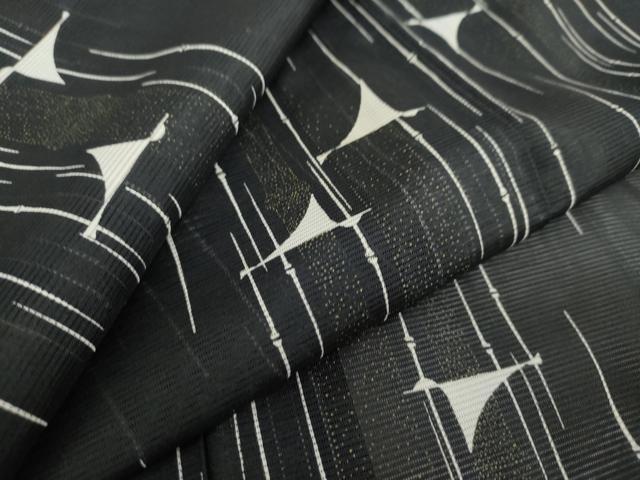 平和屋着物＊夏物 小紋 絽 飛鶴文 黒地 洗える着物 DAAV4258ud