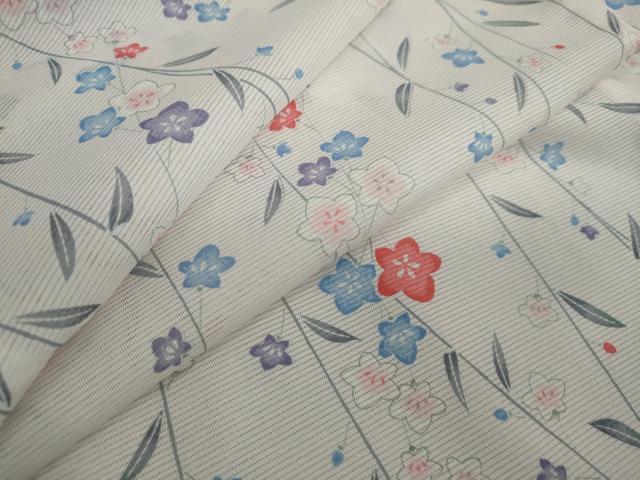 平和屋着物＊夏物 小紋 絽 草花文 洗える着物 DAAV4259ud