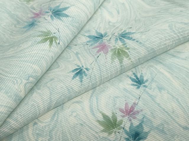 平和屋着物＊夏物 小紋 絽 舞葉文 墨流し文様 正絹 逸品 DAAV4484ud