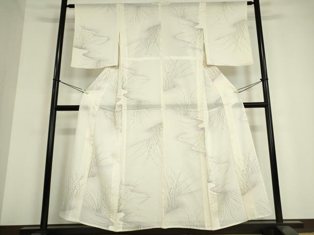 平和屋着物＊夏物 小紋 絽 霞草葉文 正絹 逸品 DAAV5123az