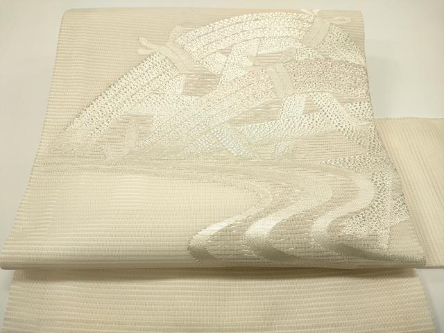 Women's Clothing - 平和屋着物＊夏物　九寸名古屋帯　流水籬文　銀糸　正絹　逸品　DAAW0077op
