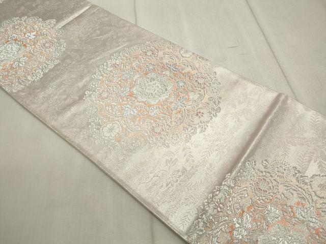 平和屋着物◎六通柄袋帯 唐織 正倉院花文 銀糸 正絹 逸品 CAAV4346in heiwaya-10856962 平和屋 サンプル画像2