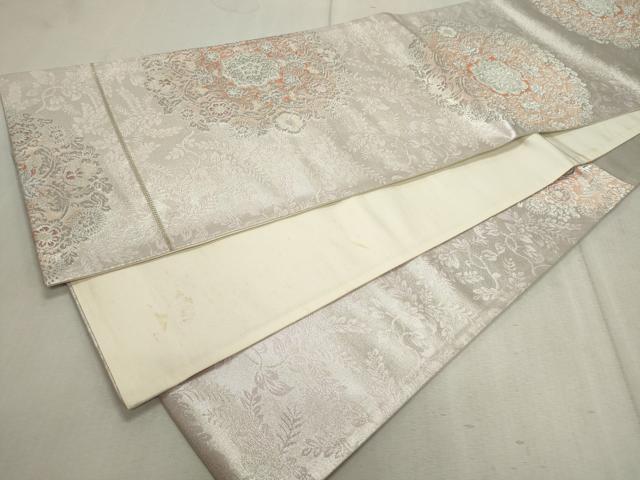 平和屋着物◎六通柄袋帯 唐織 正倉院花文 銀糸 正絹 逸品 CAAV4346in heiwaya-10856962 平和屋 サンプル画像3