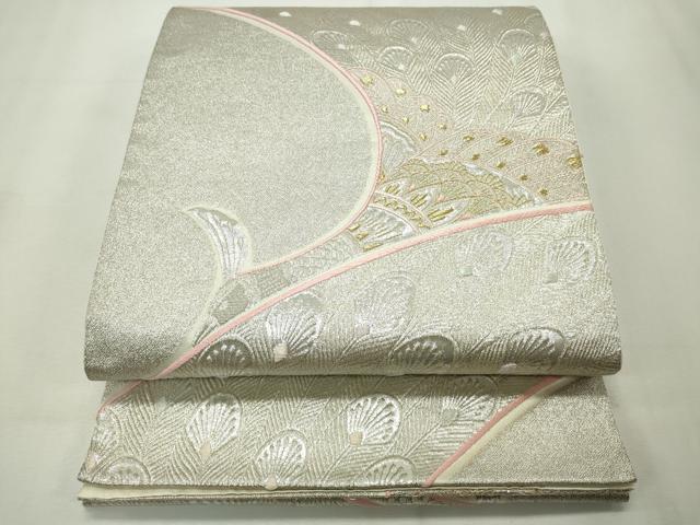 平和屋着物◎六通柄袋帯　唐織　孔雀文　金銀糸　正絹　逸品　CAAV4394in