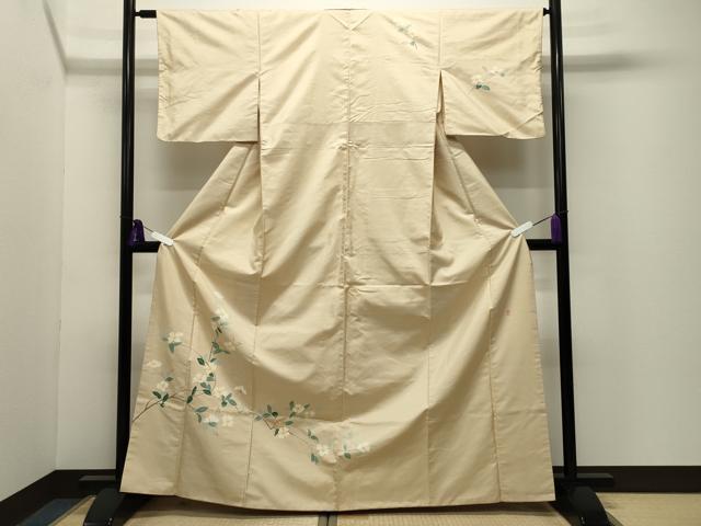 平和屋着物●本加賀友禅作家　成竹登茂男　訪問着　白山紬　枝花文様　正絹　逸品　CABG4402gh