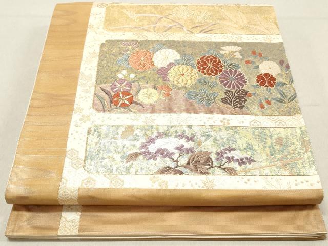 平和屋着物◎六通柄袋帯　唐織　草花文　金糸　引箔　正絹　逸品　DAAV0928qa