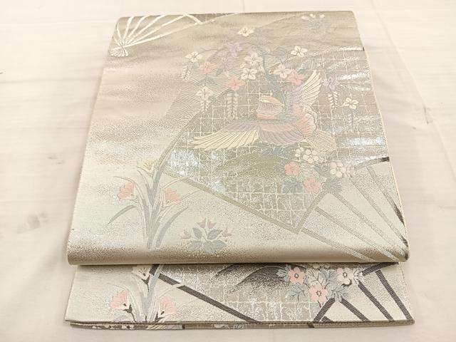 Other - 平和屋着物◎六通柄袋帯　唐織　花鳥文　銀糸　正絹　逸品　BAAT4745kg