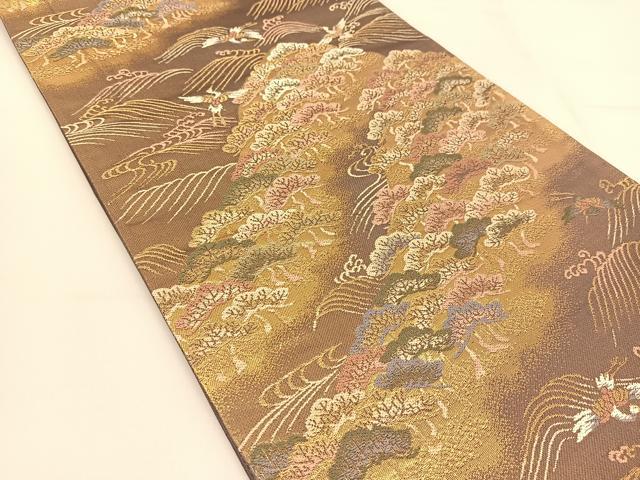 平和屋の平和屋着物◎六通柄袋帯 唐織 飛鶴花松文 金糸 正絹 逸品 BAAU2020yc｜アングル2