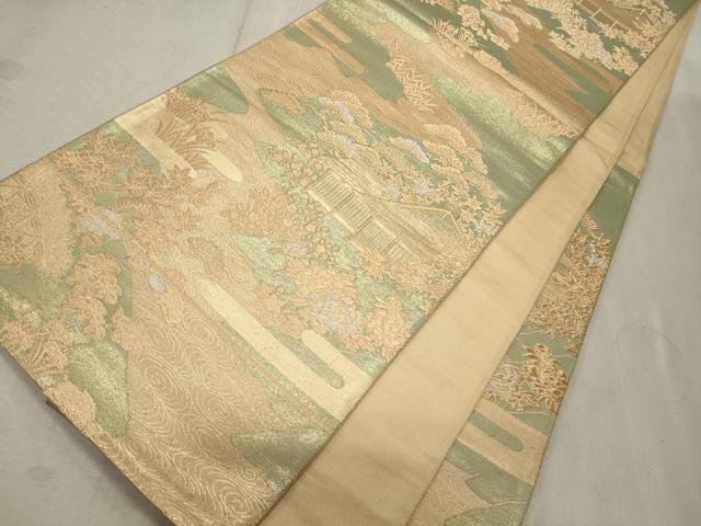 平和屋の平和屋着物◎六通柄袋帯 風景楓松文 金糸 正絹 逸品 CAAT7867oy｜アングル3