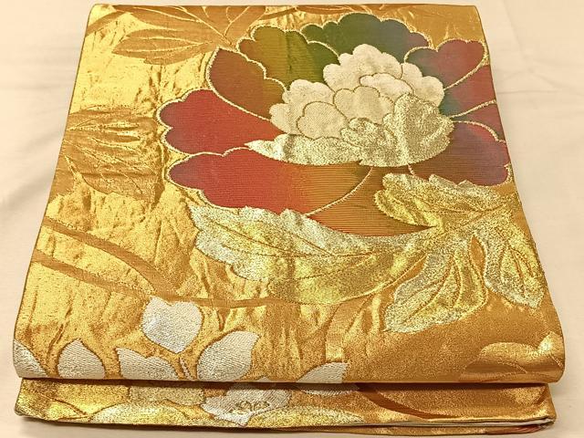 Rakuten - 平和屋着物◎六通柄袋帯　草花文　金銀糸　正絹　逸品　CAAV1929qv