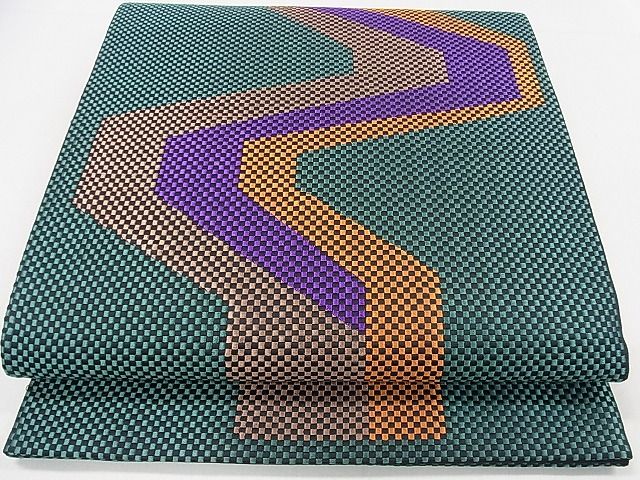 平和屋着物■六通太鼓柄袋帯　幾何学間道　逸品　DAAB3840op