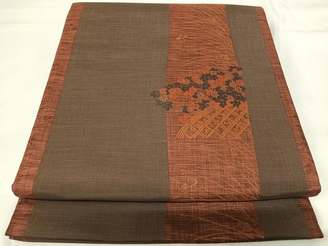 平和屋着物◎六通柄袋帯　古今絵巻　紹巴帯　草花文　正絹　逸品　AABG2142yx