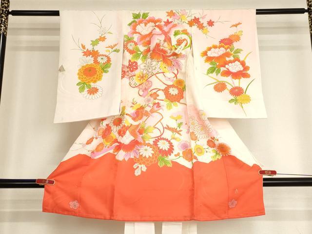 平和屋着物[]お宮参り　女の子　祝着　産着　初着　のしめ　刺繍　花鳥文　金糸　金彩　逸品　AABJ5692ja