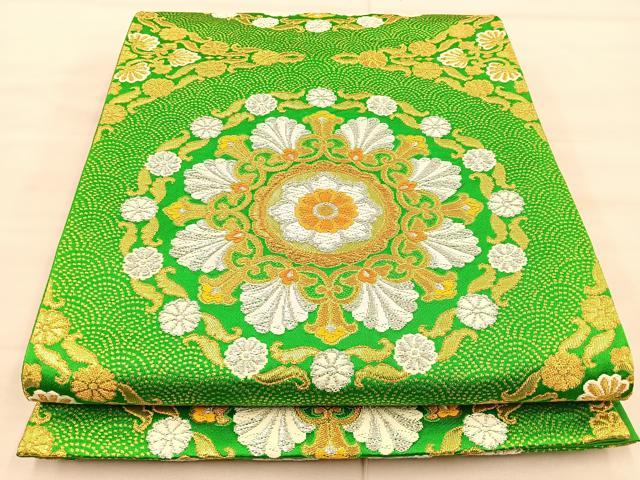 平和屋着物◎六通柄袋帯　唐織　花丸文　金銀糸　正絹　逸品　BAAT1957if