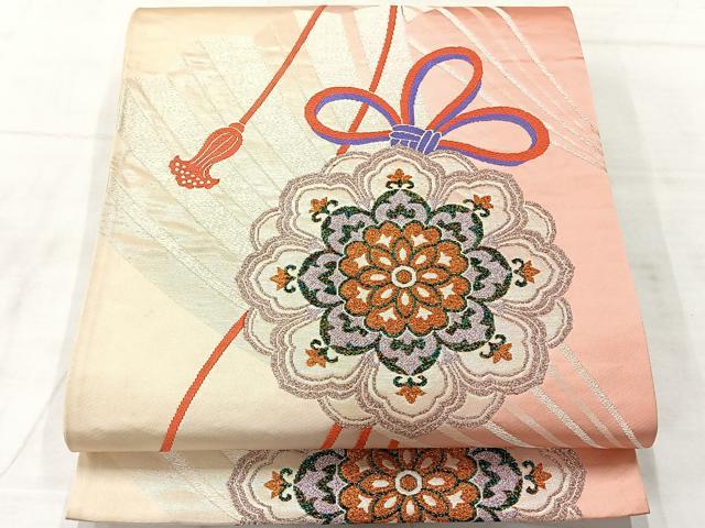 乐天商城 - 平和屋着物◎六通柄袋帯　唐織　正倉院花文　銀糸　正絹　逸品　AABF9692uk