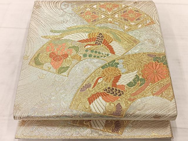平和屋着物◎佐賀錦　六通柄袋帯　唐織　地紙花鳥文　金銀糸　正絹　逸品　AABF9699uk