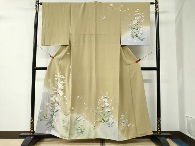 平和屋着物●訪問着 友禅 作家物 牡丹草花文 暈し染め 正絹 逸品 CABC6768yc