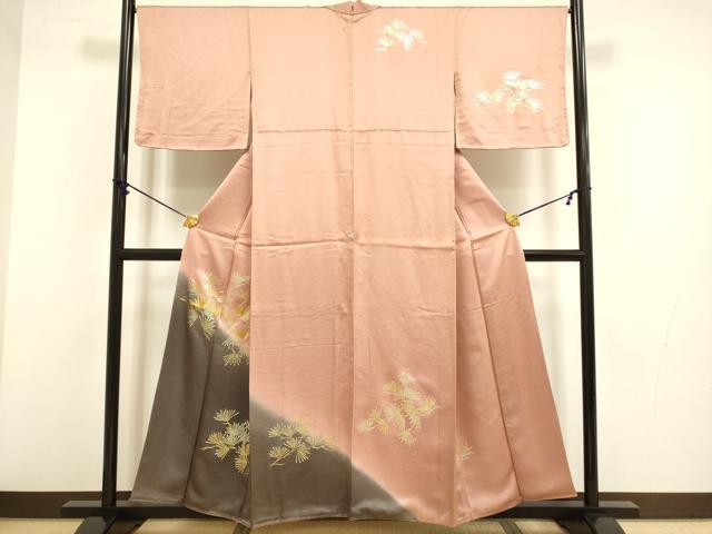 Kimono - 平和屋着物●訪問着　駒刺繍　松葉文　暈し染め　金彩　正絹　逸品　DABB9771du