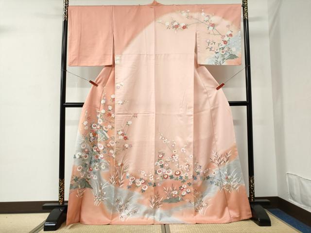 樂天商城 - 平和屋着物●訪問着　駒刺繍　扇面花文　暈し染め　金彩　ロング丈　正絹　逸品　CABC6852yc
