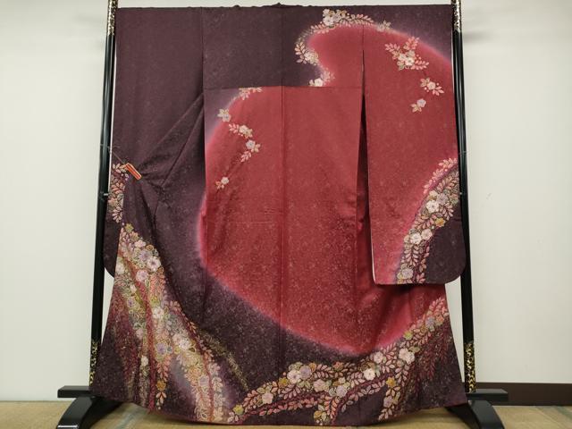 乐天商城 - 平和屋着物●越後十日町の一流染匠　桐屋・翠山工房　徳永憲峯　振袖　辻が花　絞り　暈し染め　金通し地　正絹　逸品　CABD0309ut
