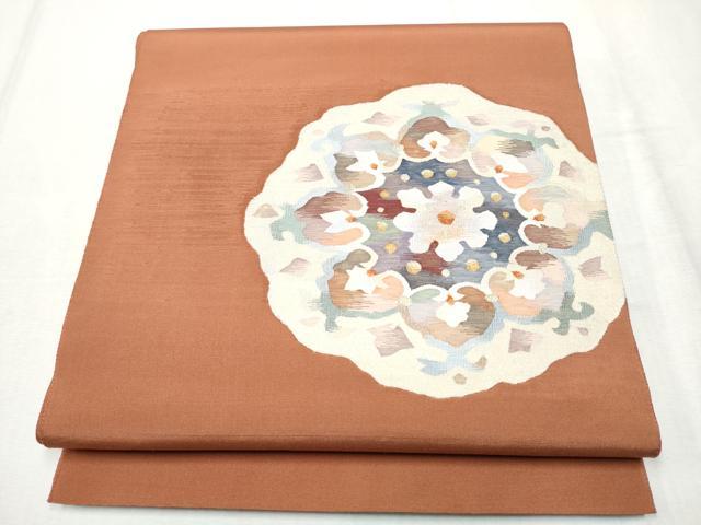 平和屋着物●太鼓柄袋帯 すくい織 花唐草文 金糸 正絹 逸品 CABD5746hy
