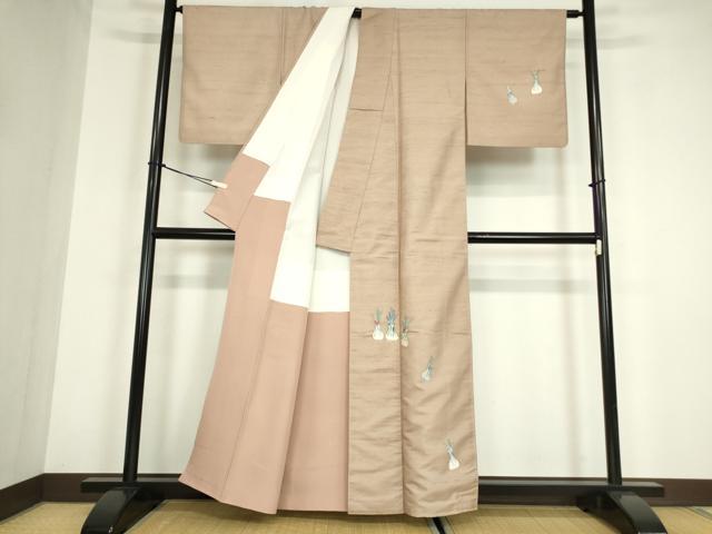 平和屋着物●訪問着　白山紬　友禅　作家物　成物　正絹　逸品　DABC3060az