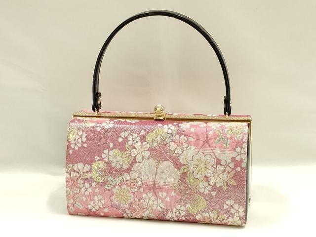 平和屋着物▼和装小物 和装バッグ ハンドバッグ 花柄 金銀糸 日本製 逸品 AABF4162ay