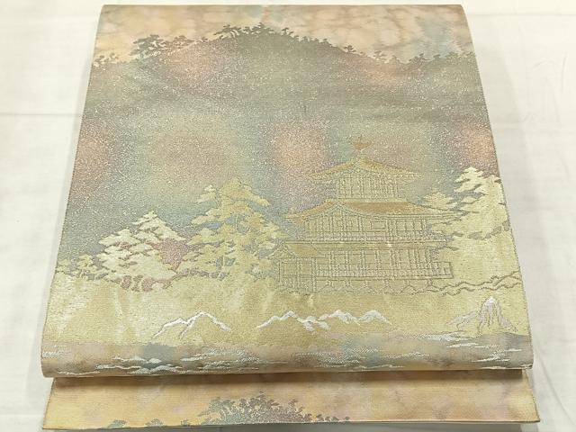 平和屋着物◎六通柄袋帯 三彩錦 京風景文 金銀糸 正絹 逸品 AABF6493uk