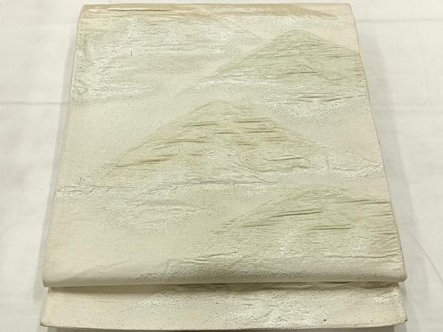 平和屋着物◎六通柄袋帯　遠山風景文　銀糸　正絹　逸品　AABF6500uk