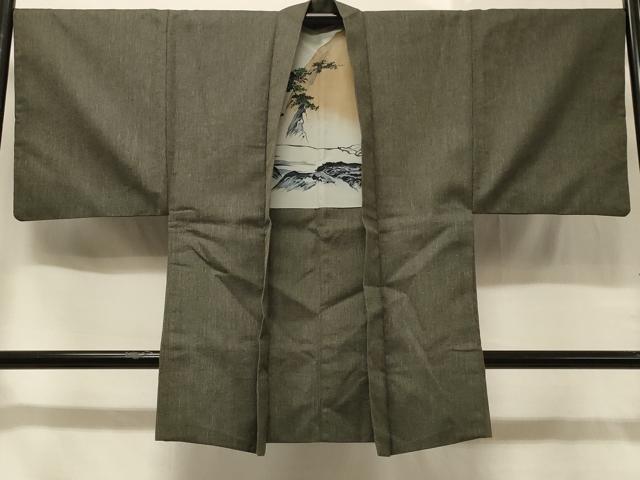 平和屋着物＃男性　長羽織　霞文　正絹　逸品　CABC5053in