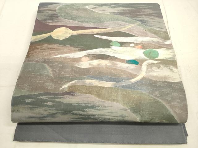 平和屋着物◎太鼓柄袋帯　風景文　正絹　逸品　DABB8162xg