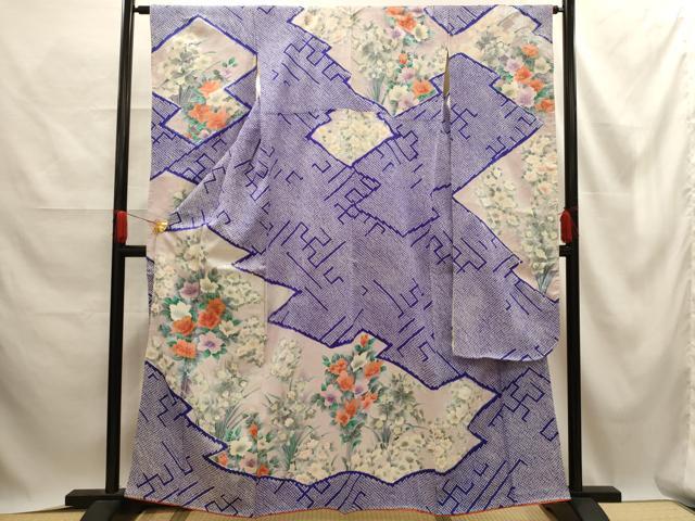 乐天商城 - 平和屋着物■豪華振袖　絞り　草花文　金銀彩　正絹　逸品　AABE6509sx