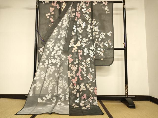 平和屋の平和屋本店●夏物　お引きずり・お引き摺り・引き振袖　和装　結婚式　舞妓　芸妓　芸者　衣装　オーガンジー　舞桜文　AABK8372fw｜アングル2