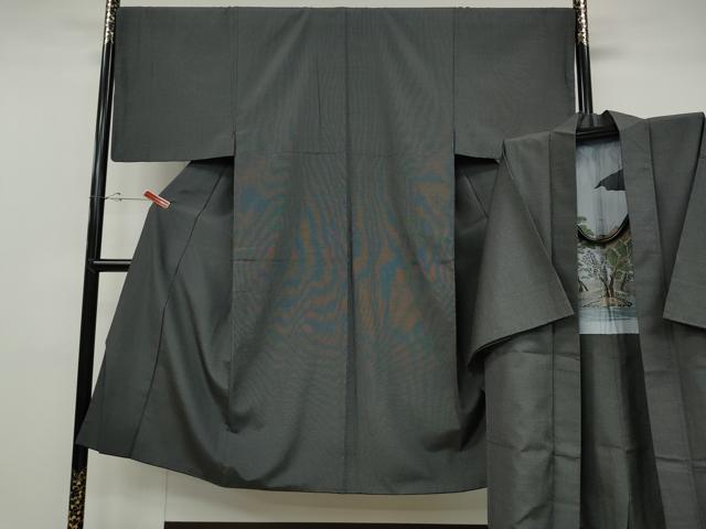 平和屋着物●男性 本塩沢 アンサンブル 絣文様 正絹 逸品 CABD0292ut