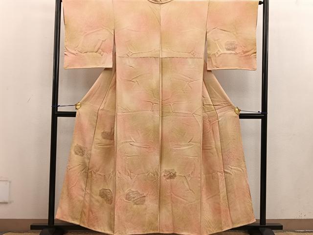 平和屋着物■訪問着　ドローンワーク　梅花文　暈し染め　正絹　逸品　BAAV1366mz