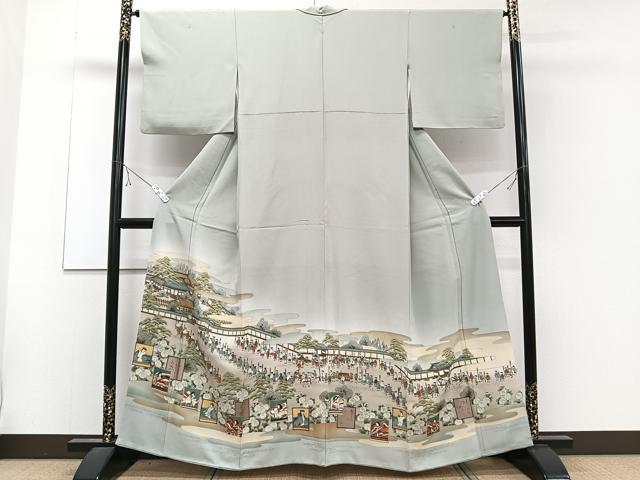 平和屋着物■豪華色留袖　色紙人物花文　金彩　正絹　逸品　CABD3107xi