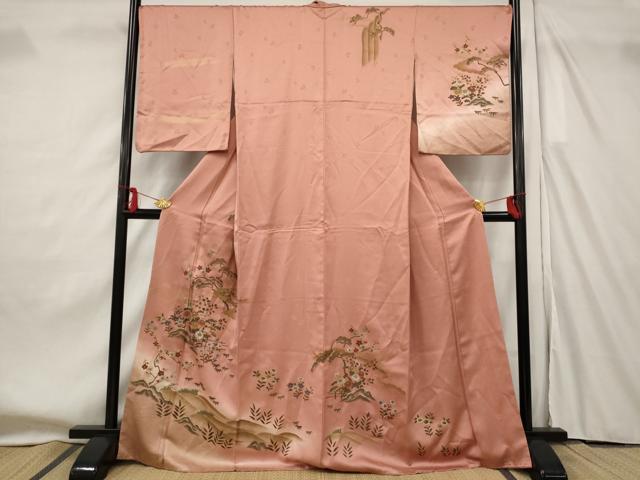Rakuten - 平和屋着物■訪問着　立波花松文　暈し染め　金彩　正絹　逸品　AABF8914st