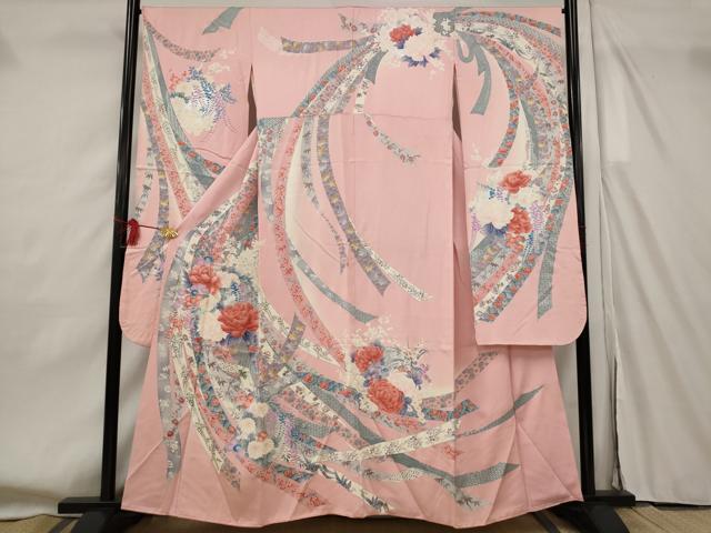 平和屋着物■豪華振袖　熨斗花文　暈し染め　正絹　逸品　AABF8937st