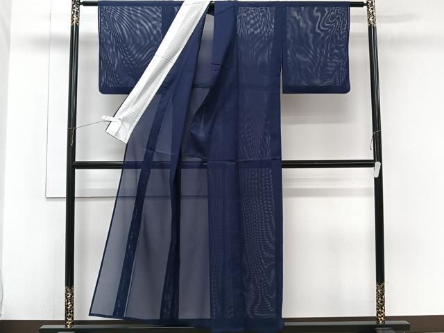 平和屋の平和屋着物＊夏物　色無地　絽　鉄紺色　洗える着物　CABJ9958xi｜アングル3