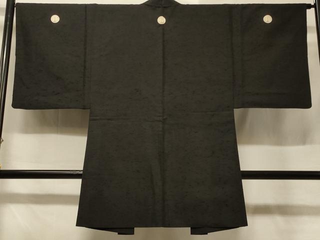 Uramono - 平和屋着物＃男性　長羽織　黒紋付き　紬地　正絹　逸品　CABD1329in