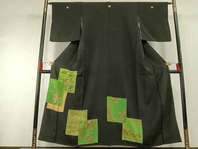 平和屋着物■豪華黒留袖　色紙重ね花鳥文　金糸　金彩　正絹　逸品　AABF5991fy