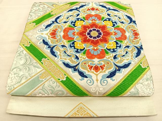 平和屋着物◎六通柄袋帯 唐織 宝相華 金銀糸 正絹 逸品 BAAW7150qw