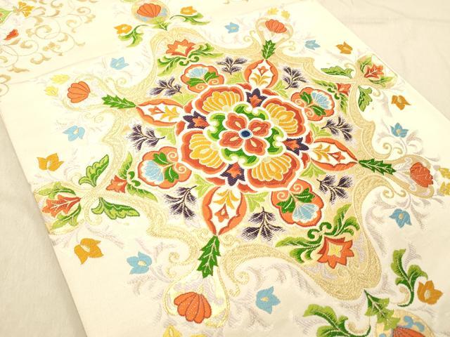 平和屋着物◎六通柄袋帯　唐織　正倉院花文　金糸　正絹　逸品　DABB9331ya