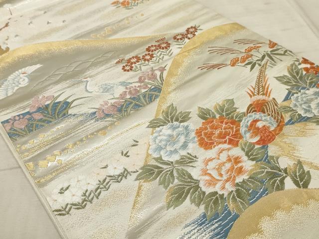 平和屋着物◎六通柄袋帯　唐織　重山花鳥風景文　金銀糸　正絹　逸品　AAAR1801sx 2